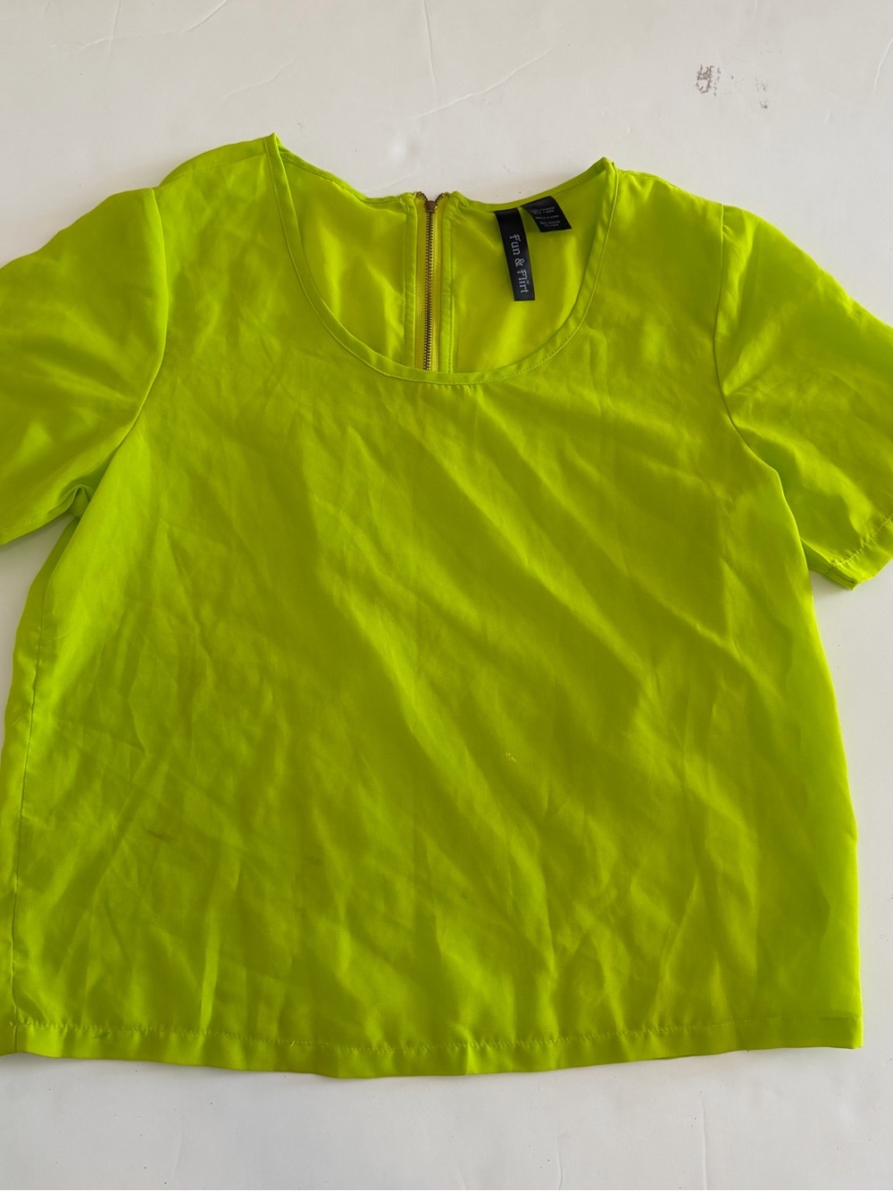 Fun & Flirt Neon Lime Short Sleeve Blouse